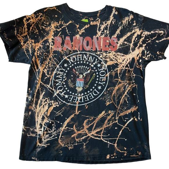 Other Tops - Ramones Custom Tie Dye Bleached Band T-Shirt Size L